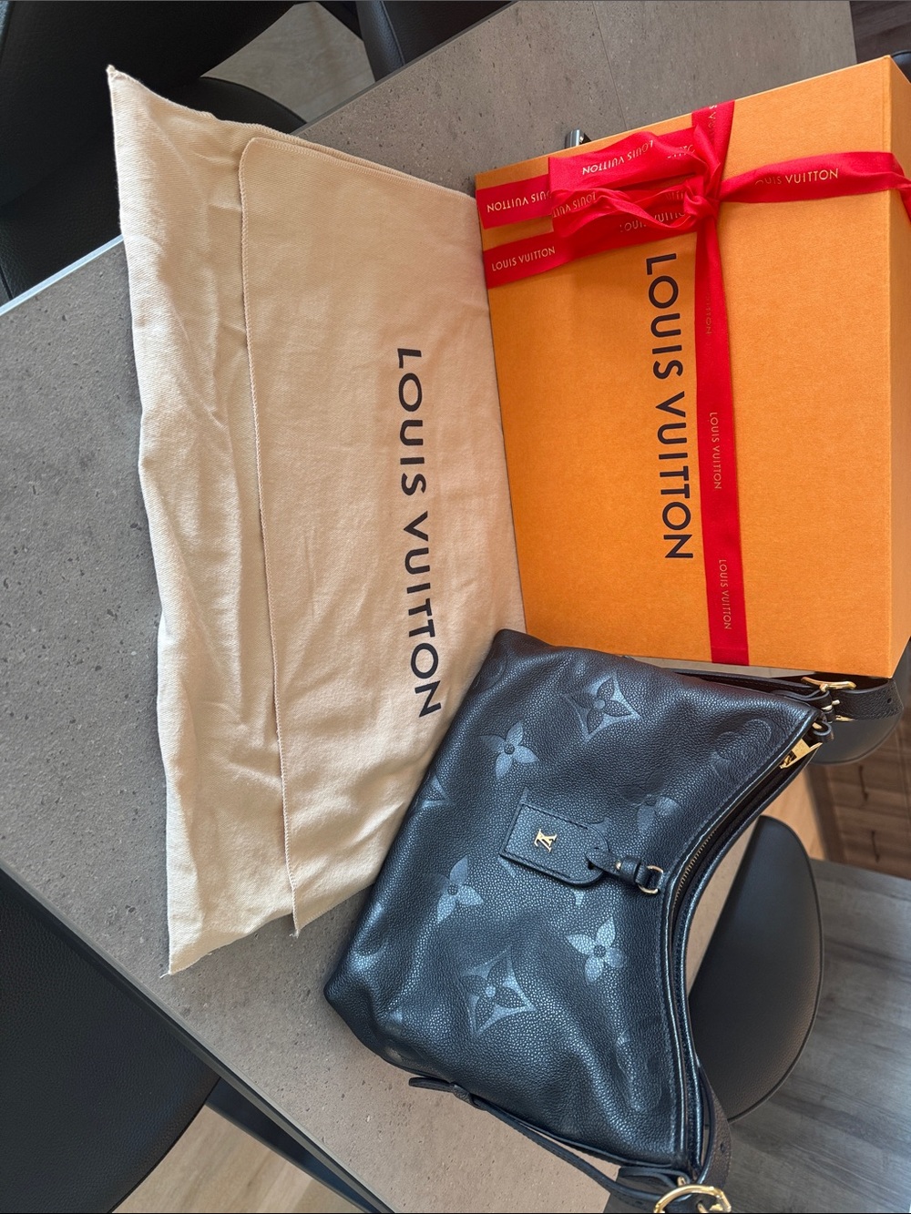 Louis Vuitton Black Monogram Empreinte Crescent Shoulder Bag